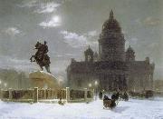 Vasily Surikov Monument to Peter the Great on Senate Squar in St.Petersburg painting